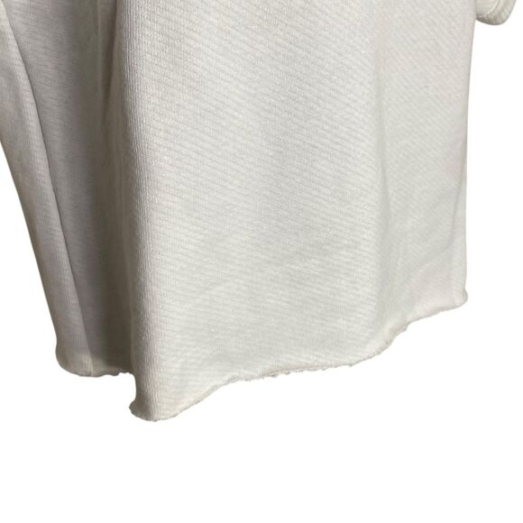 AG Adriano Goldschmied Womens S White Crop Sweatshirt Short Sleeve Boxy Raw Hem - Picture 11 of 13